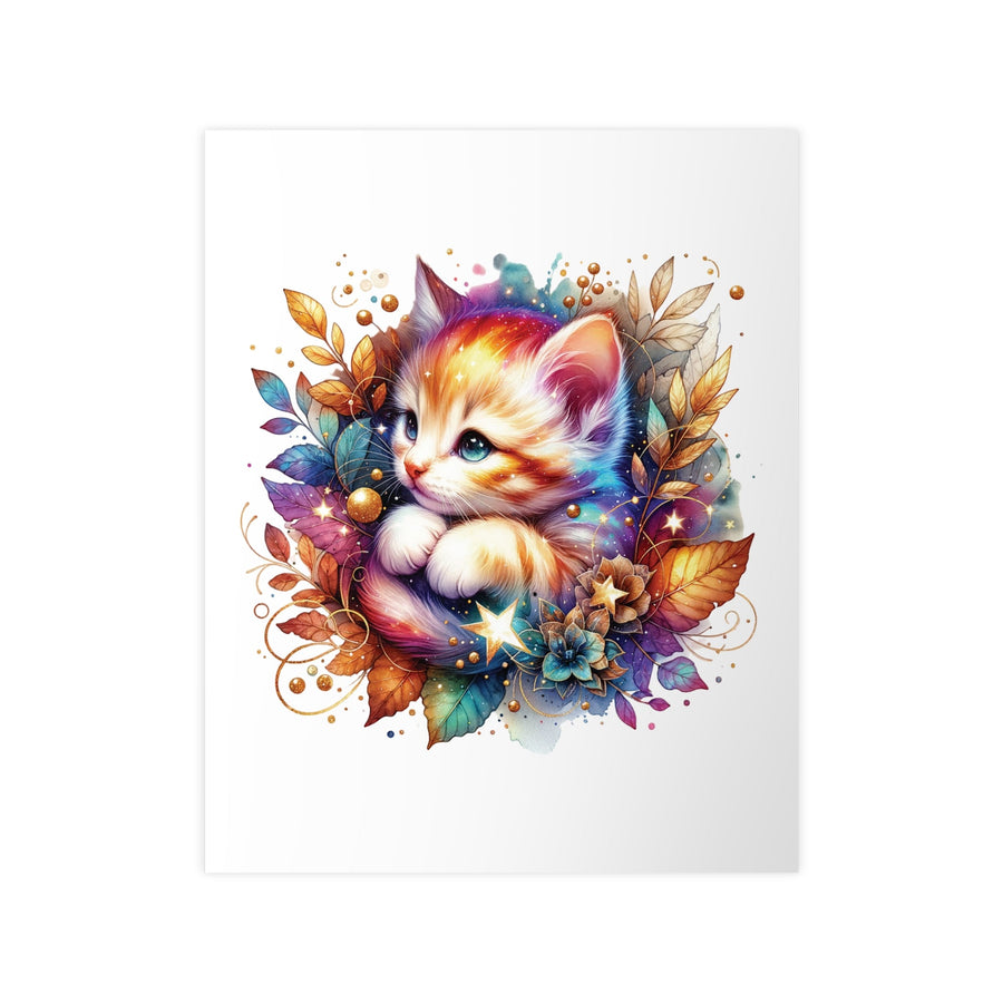 Affiche chaton féerique aquarelle – Illustration chat magique, art mural coloré, décoration murale poétique - MoodElle
