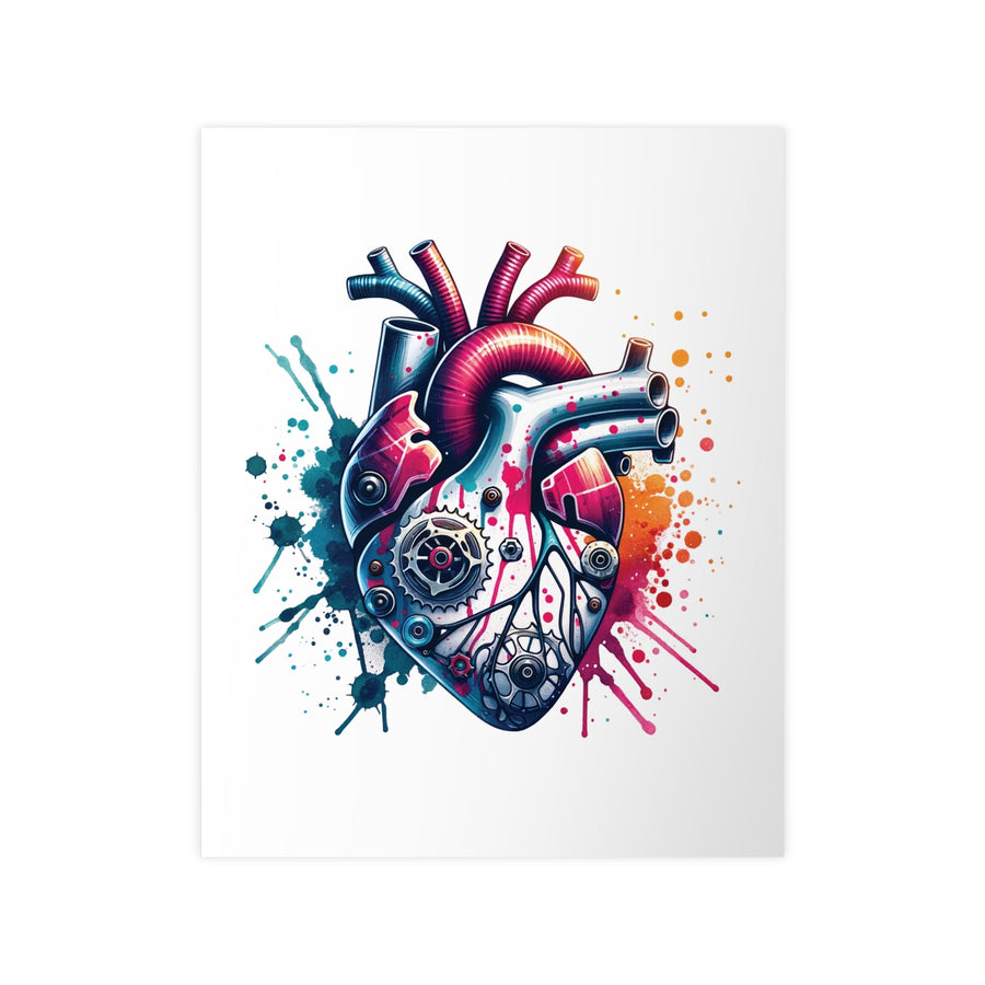 Affiche Cœur Mécanique Aquarelle — Illustration Anatomique Futuriste et Colorée | Art Steampunk, Décoration Murale Médecine, Science et Créativité - MoodElle