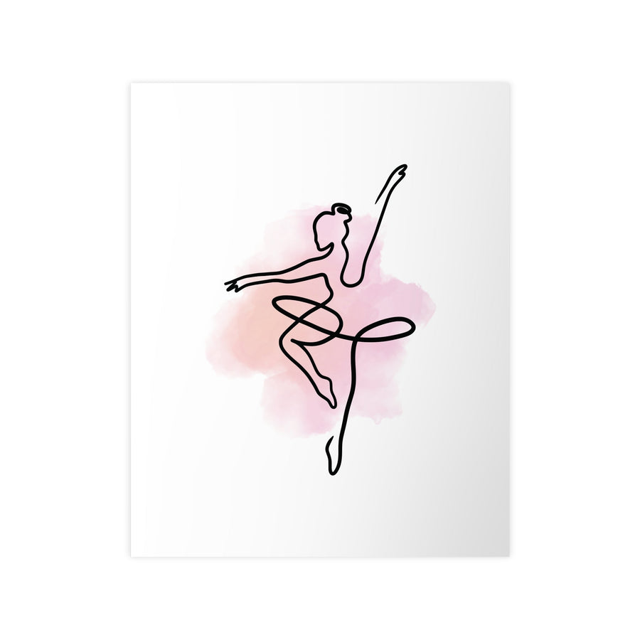 Affiche danseuse minimaliste – Poster art line ballet avec fond aquarelle rose - MoodElle