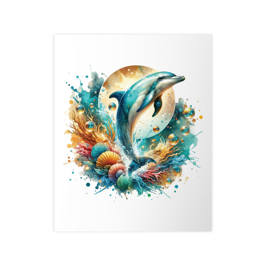 Affiche Dauphin Aquarelle Océan — Illustration Murale Marine et Colorée | Décoration Bord de Mer, Chambre Enfant, Cadeau Original - MoodElle