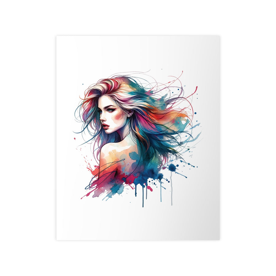 Affiche femme aquarelle – portrait artistique multicolore moderne - MoodElle