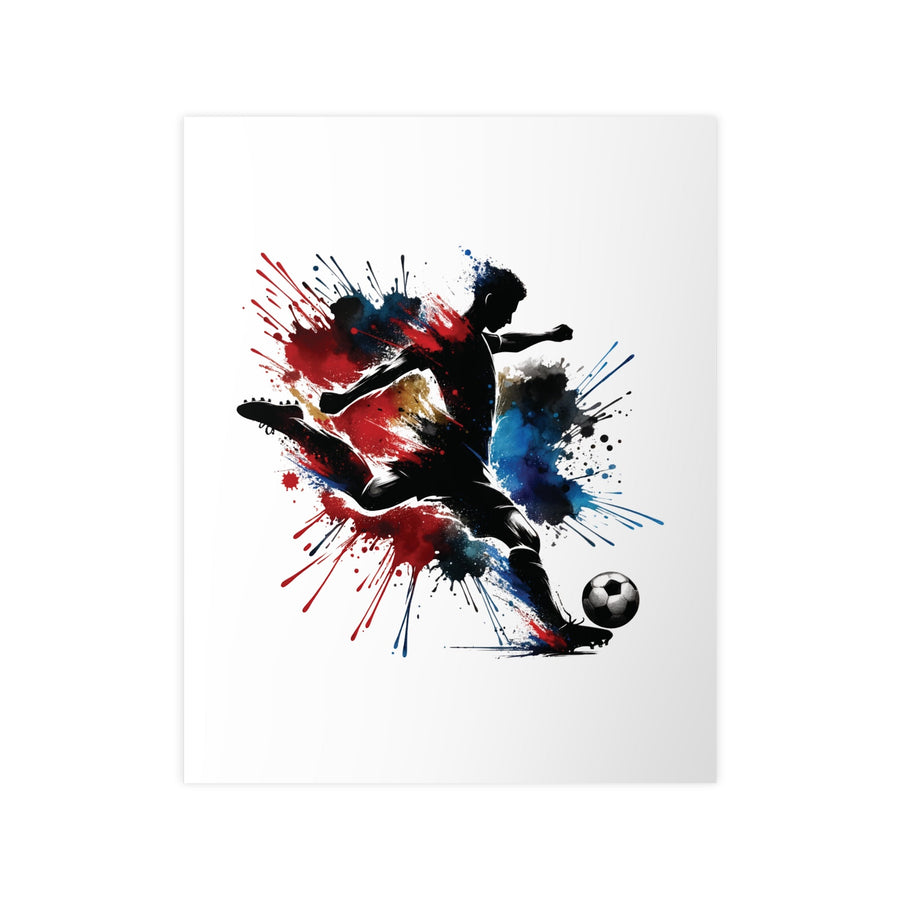 Affiche football aquarelle – silhouette joueur et éclaboussures de couleurs - MoodElle