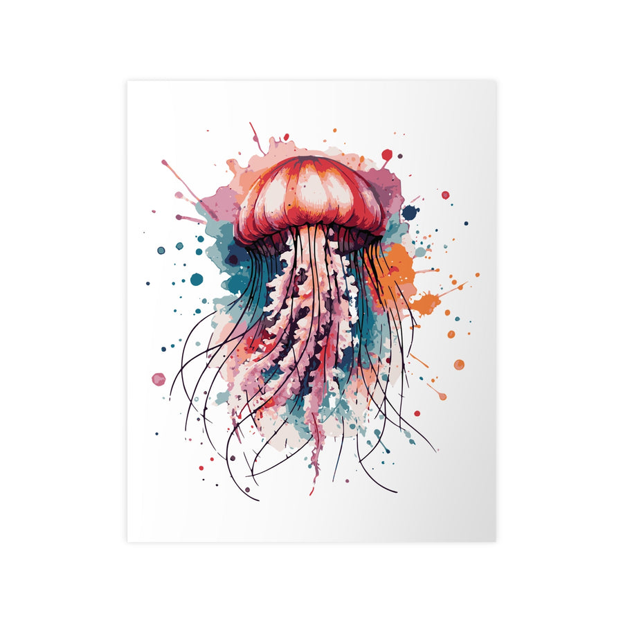 Affiche Méduse Artistique – Encre Noire & Aquarelle Colorée – Illustration Marine Moderne - MoodElle