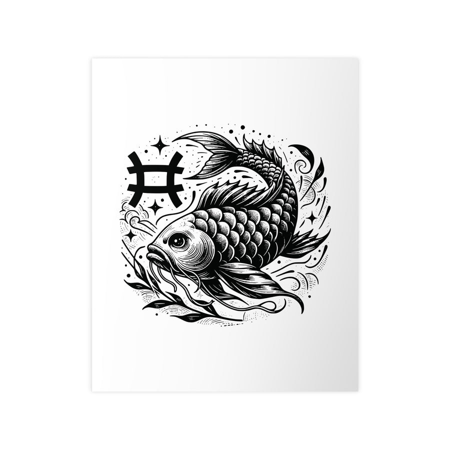 Affiche Signe Astrologique Poissons – Illustration Artistique Noir et Blanc – Déco Mystique et Spirituelle - MoodElle