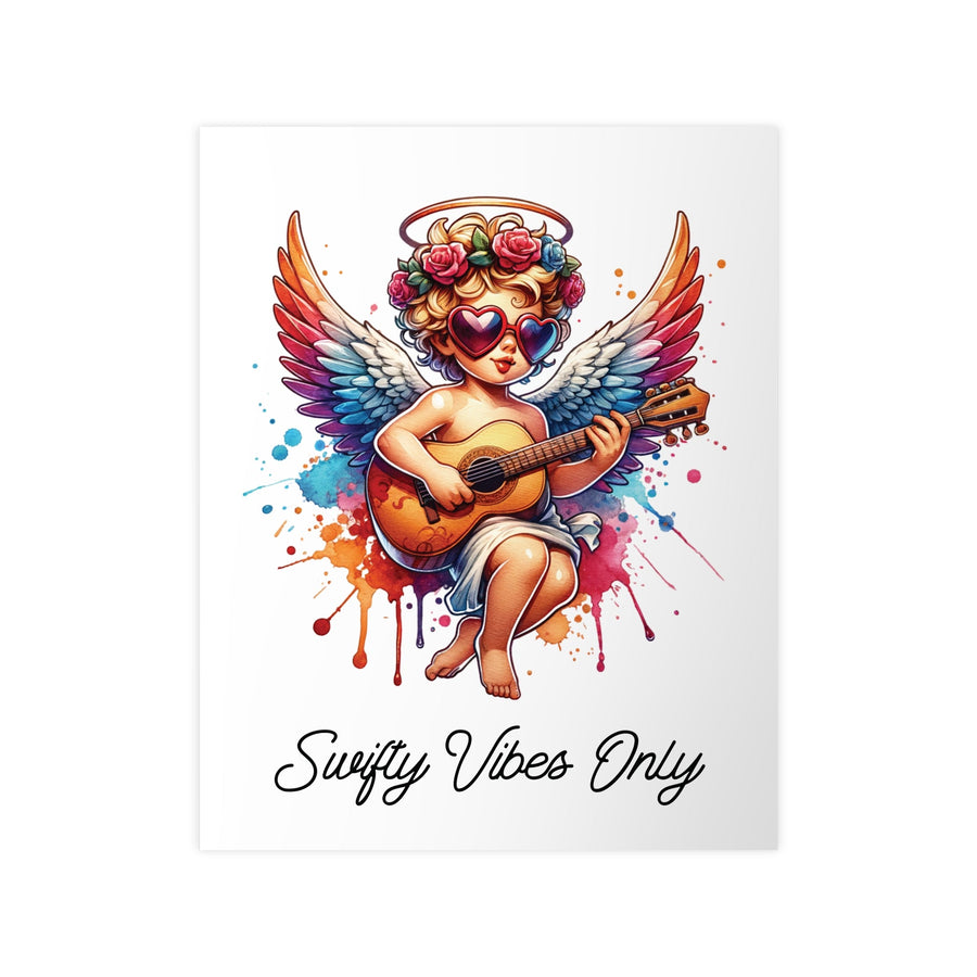 Affiche Swifty Vibes Only – Art mural ange pop coloré, illustration guitare et lunettes cœur, déco murale moderne et feel - good - MoodElle
