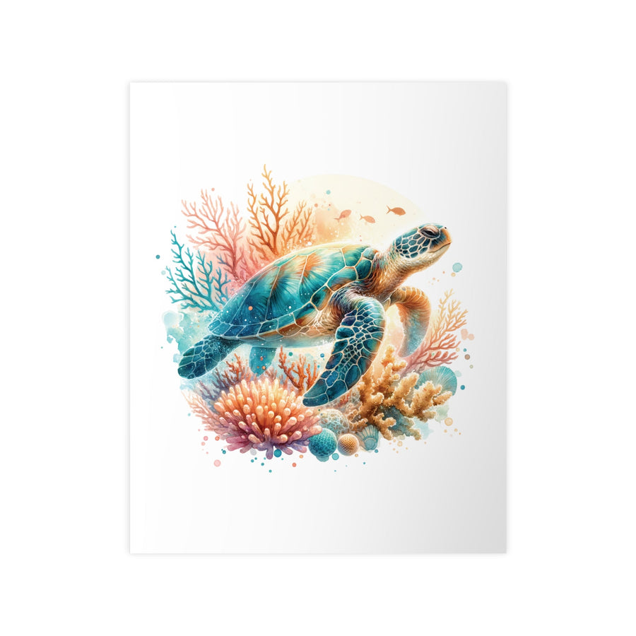 Affiche Tortue Aquarelle Océan — Illustration Murale Marine Colorée | Décoration Bord de Mer, Chambre Enfant, Poster Nature Tropicale - MoodElle