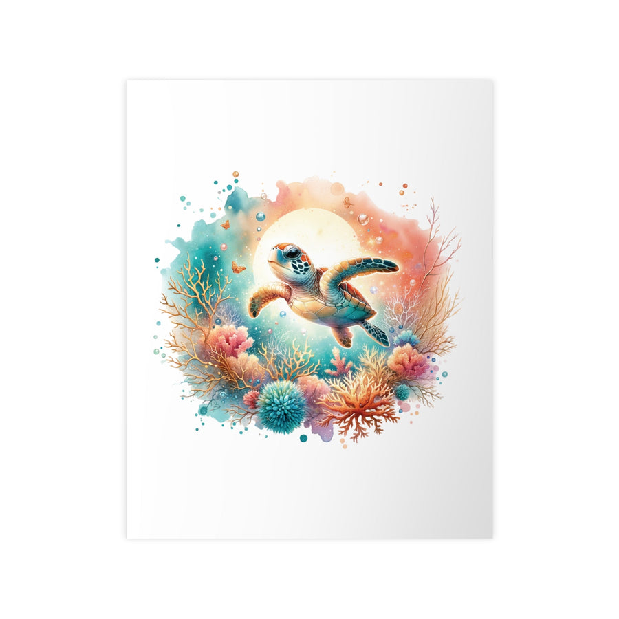Affiche Tortue de Mer Aquarelle — Illustration Murale Océan Colorée | Décoration Bord de Mer, Chambre Enfant, Poster Tropical et Poétique - MoodElle