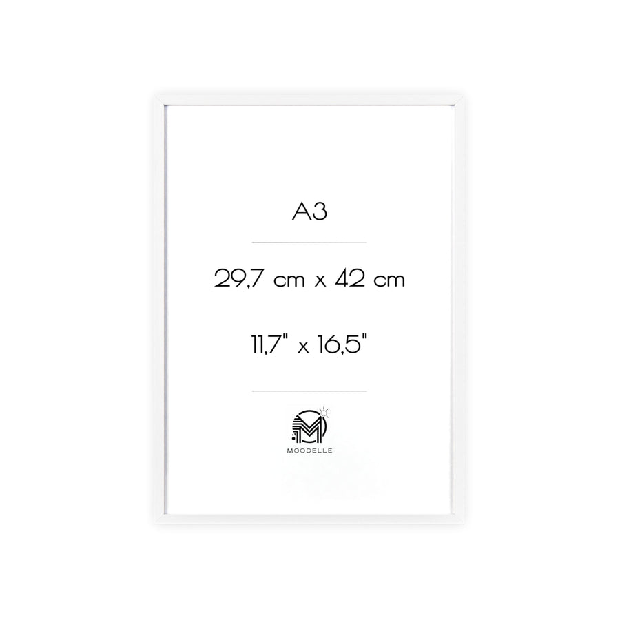 Cadre A3 - blanc mat – 29.7 x 42 cm - cadre mural ou à poser - MoodElle