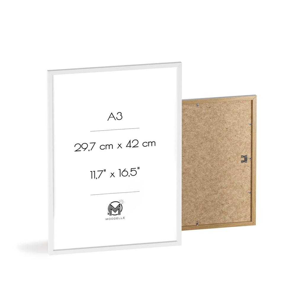 Cadre A3 - blanc mat – 29.7 x 42 cm - cadre mural ou à poser - MoodElle