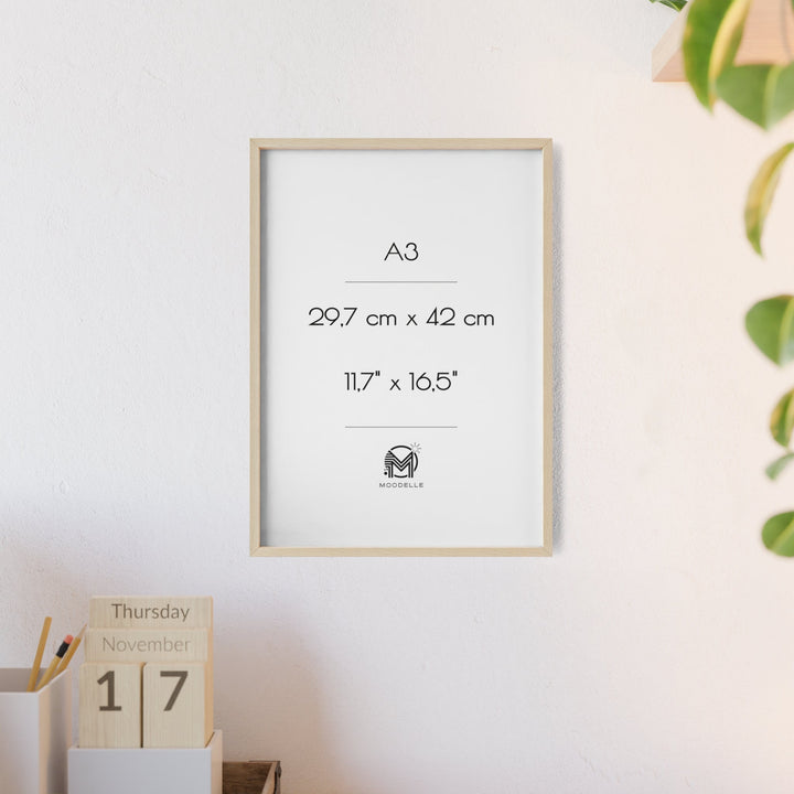Cadre A3 - bois – 29.7 x 42 cm - cadre mural ou à poser - MoodElle