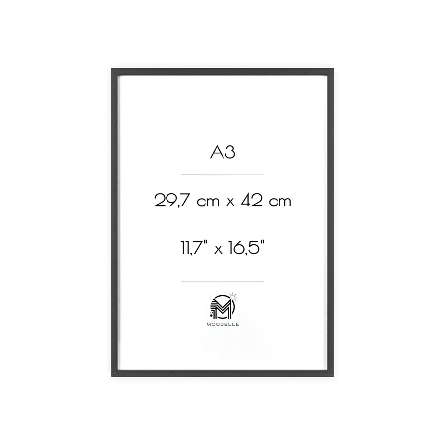 Cadre A3 - noir mat – 29.7 x 42 cm - cadre mural ou à poser - MoodElle