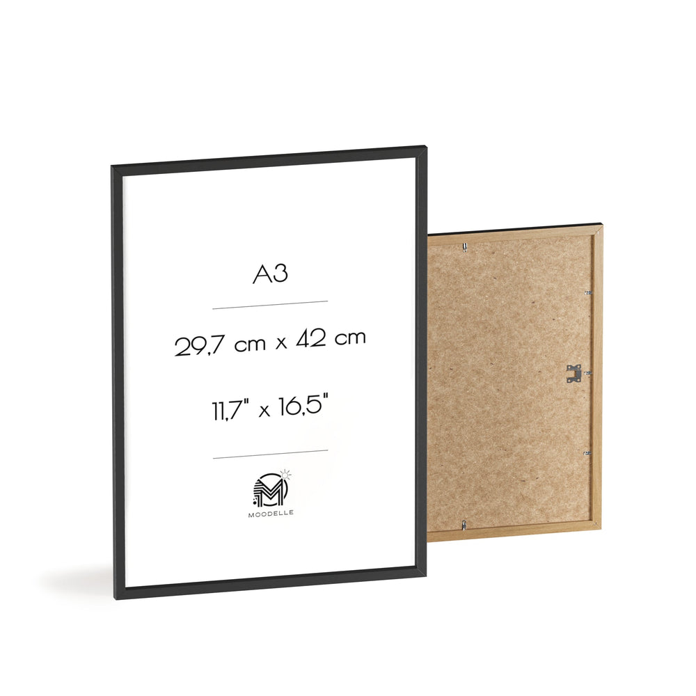 Cadre A3 - noir mat – 29.7 x 42 cm - cadre mural ou à poser - MoodElle