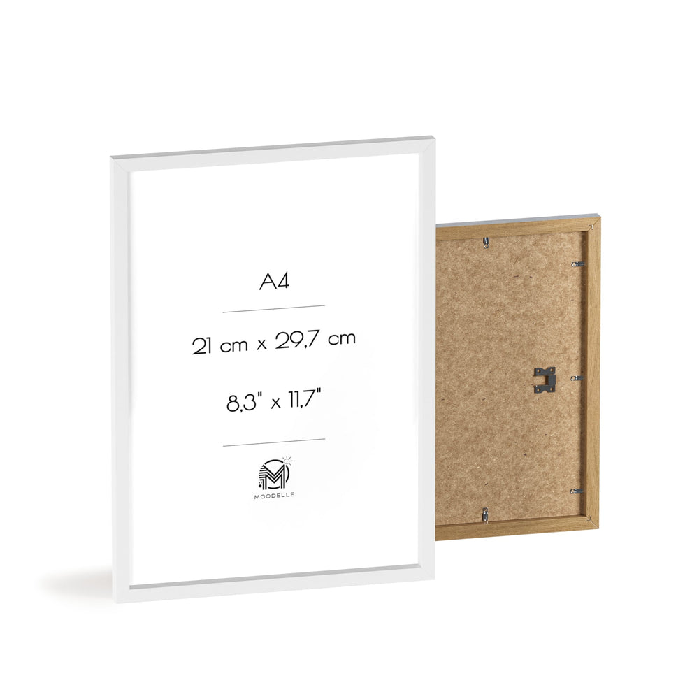 Cadre A4 - blanc mat – 21x29,7 cm - cadre mural ou à poser - MoodElle