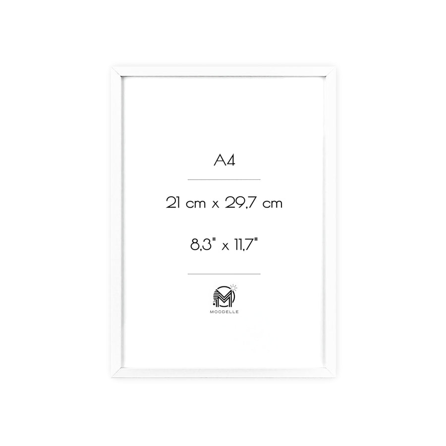 Cadre A4 - blanc mat – 21x29,7 cm - cadre mural ou à poser - MoodElle