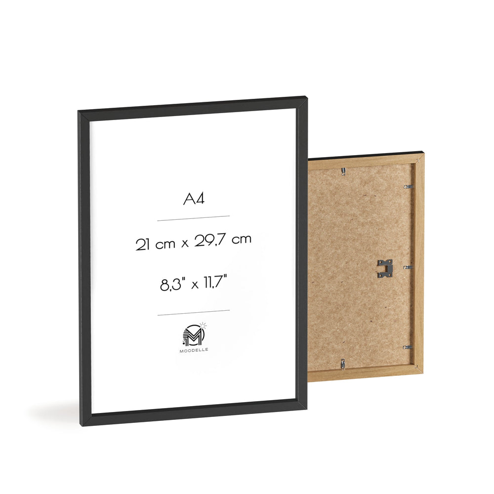 Cadre A4 - noir mat – 21x29,7 cm - cadre mural ou à poser - MoodElle