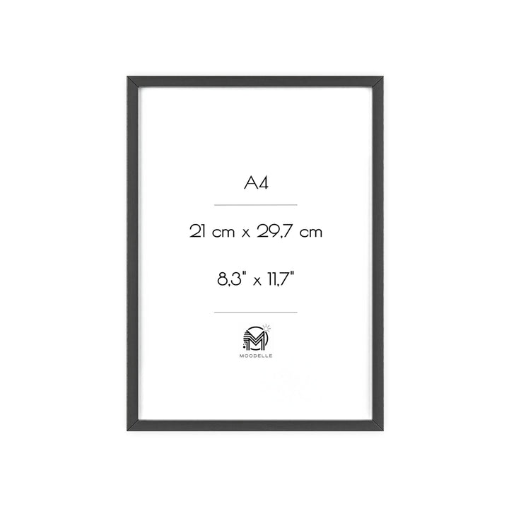 Cadre A4 - noir mat – 21x29,7 cm - cadre mural ou à poser - MoodElle