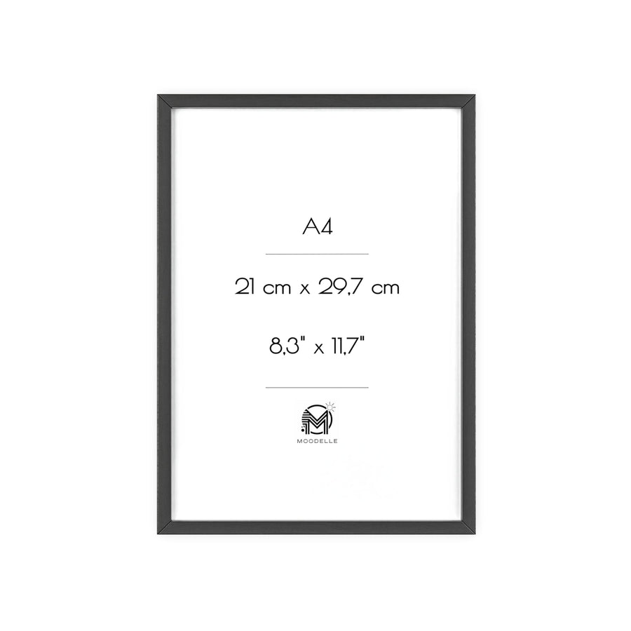Cadre A4 - noir mat – 21x29,7 cm - cadre mural ou à poser - MoodElle