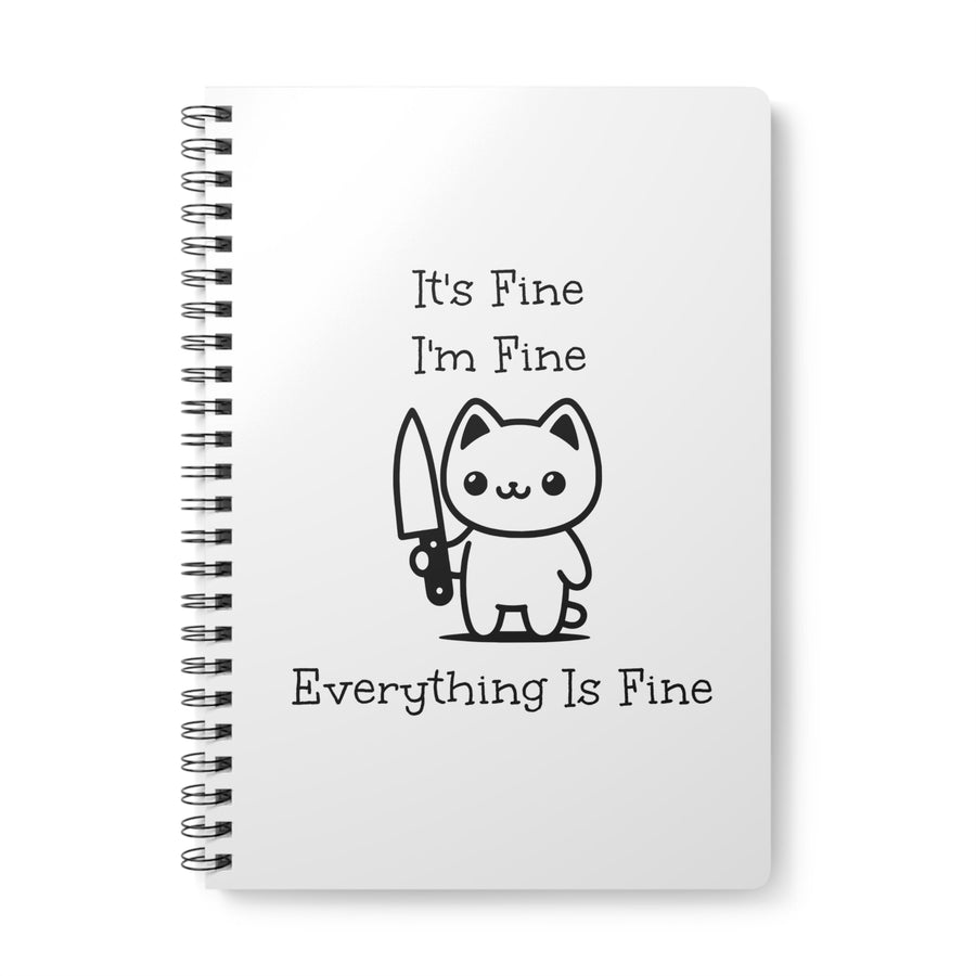Carnet drôle “It’s fine I’m fine” – Cahier chat kawaii humoristique, humour noir, cadeau original - MoodElle