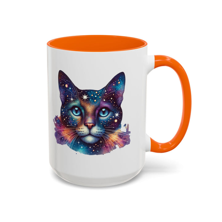 Mug chat galaxie – Tasse “Space Cat” anse colorée – 11oz/15oz, cadeau amoureux des chats & astronomie - MoodElle