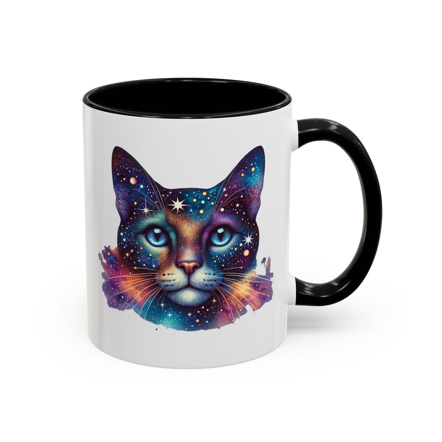 Mug chat galaxie – Tasse “Space Cat” anse colorée – 11oz/15oz, cadeau amoureux des chats & astronomie - MoodElle