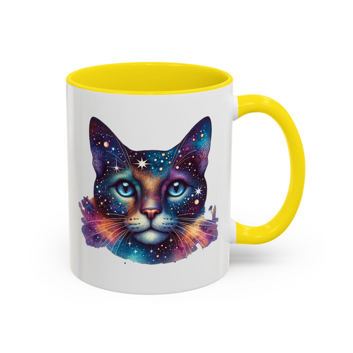 Mug chat galaxie – Tasse “Space Cat” anse colorée – 11oz/15oz, cadeau amoureux des chats & astronomie - MoodElle