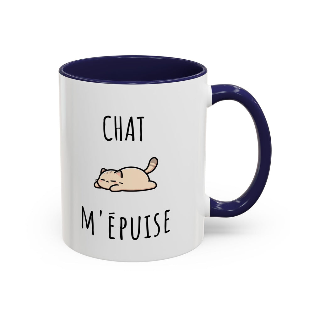 Mug "Chat M’Épuise" – Humour Félin et Paresse Douce – Cadeau Original pour Amoureux des Chats - MoodElle