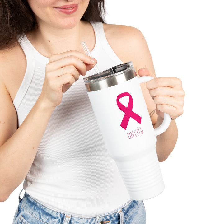 Mug Isotherme Ruban Rose – Gourde de Voyage Solidaire – Sensibilisation Cancer du Sein - MoodElle