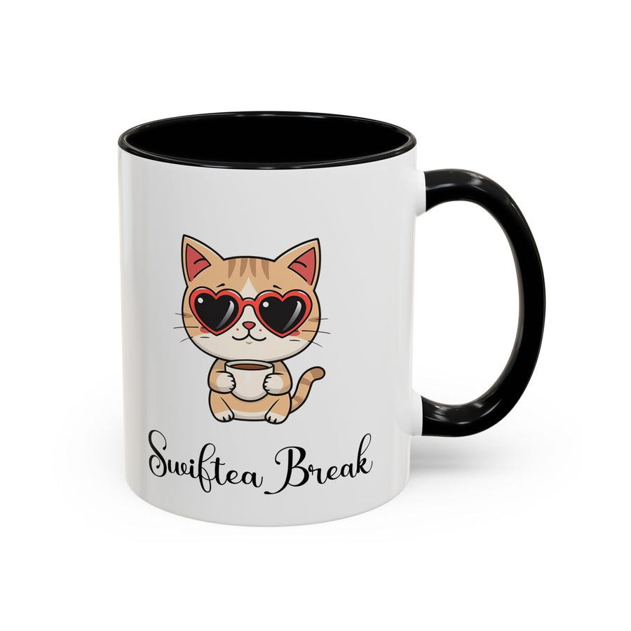 Mug "Swiftea Break" – Tasse chat mignon avec lunettes cœur, cadeau original pour les amateurs de thé et fans de l'icone - MoodElle