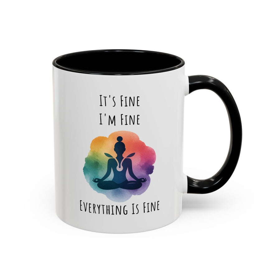 Mug yoga méditation – “It’s Fine I’m Fine Everything is Fine” – Tasse cadeau zen arc - en - ciel - MoodElle