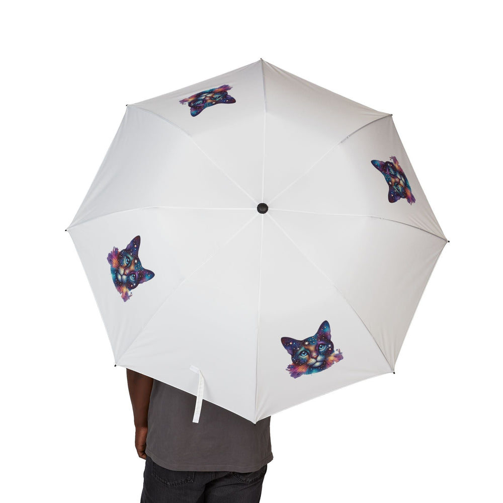Parapluie chat galaxie – “Space Cat” – Parapluie pliable compact coupe - vent, design coloré - MoodElle