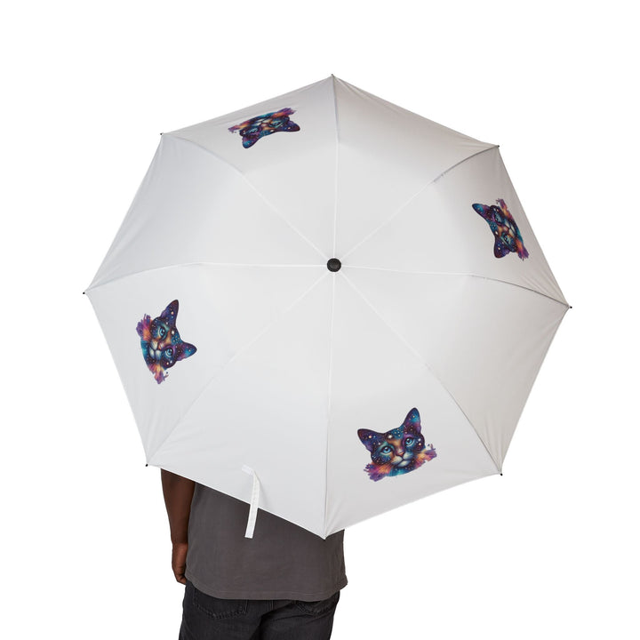 Parapluie chat galaxie – “Space Cat” – Parapluie pliable compact coupe - vent, design coloré - MoodElle