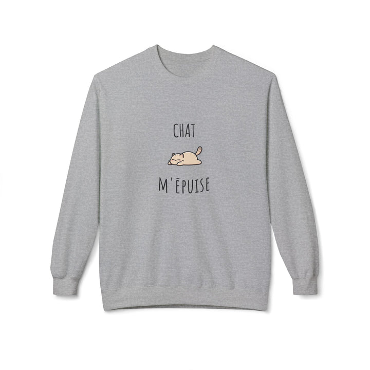 Sweat "Chat M’Épuise" – Humour Félin et Cocooning – Pull Doux et Confortable - MoodElle