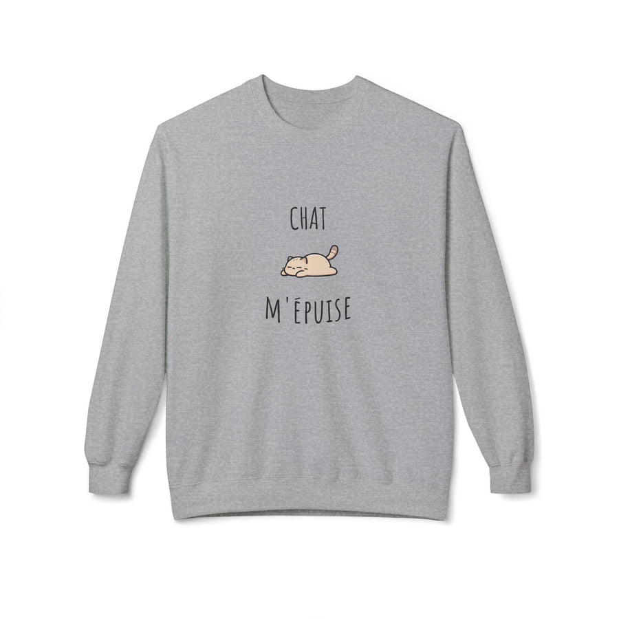 Sweat "Chat M’Épuise" – Humour Félin et Cocooning – Pull Doux et Confortable - MoodElle
