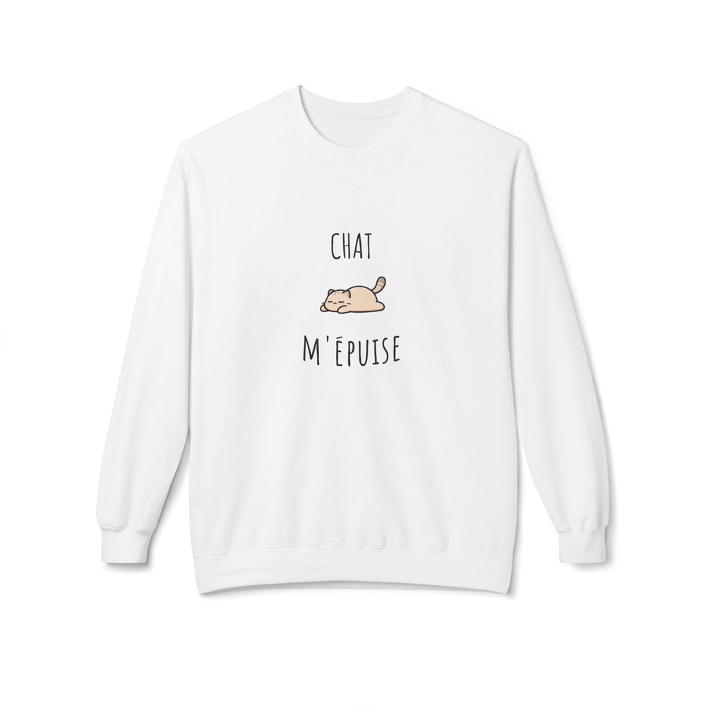 Sweat "Chat M’Épuise" – Humour Félin et Cocooning – Pull Doux et Confortable - MoodElle