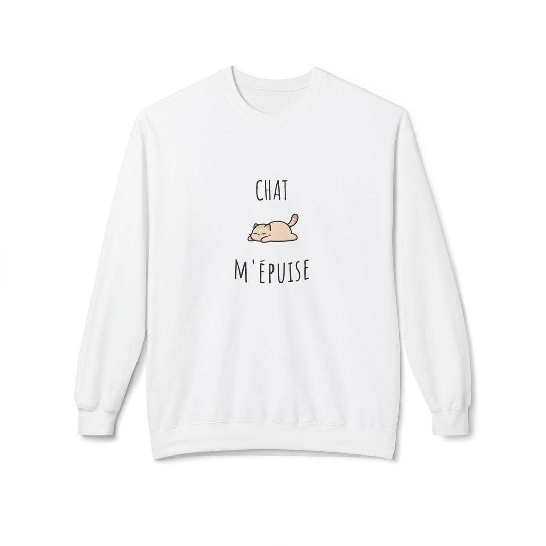 Sweat "Chat M’Épuise" – Humour Félin et Cocooning – Pull Doux et Confortable - MoodElle