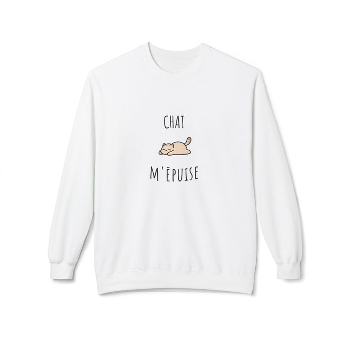 Sweat "Chat M’Épuise" – Humour Félin et Cocooning – Pull Doux et Confortable - MoodElle