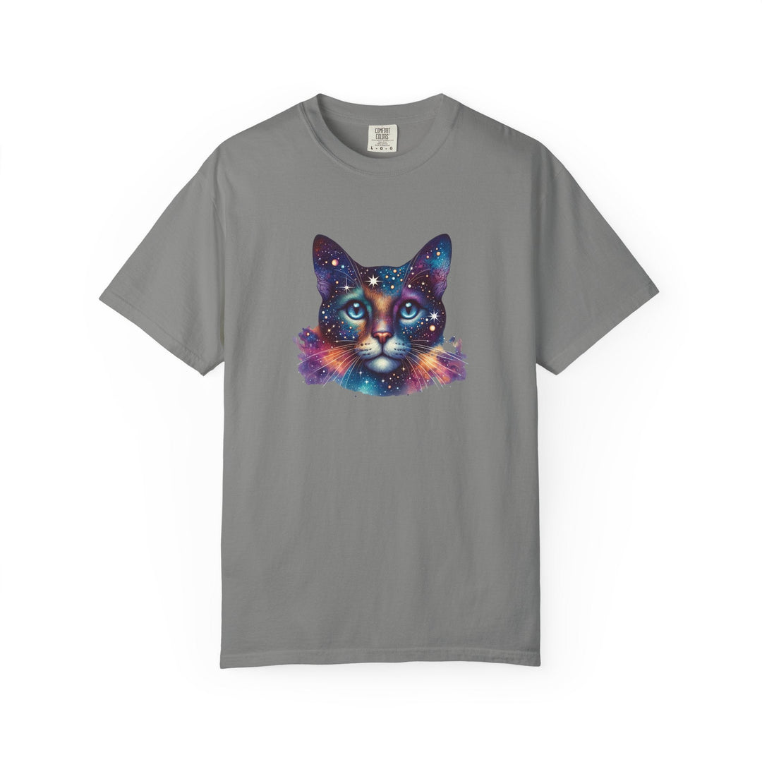 T-shirt chat galaxie – “Space Cat” – Tee unisexe coton, impression durable – Cadeau amoureux des chats - MoodElle