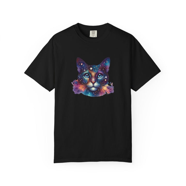 T-shirt chat galaxie – “Space Cat” – Tee unisexe coton, impression durable – Cadeau amoureux des chats - MoodElle