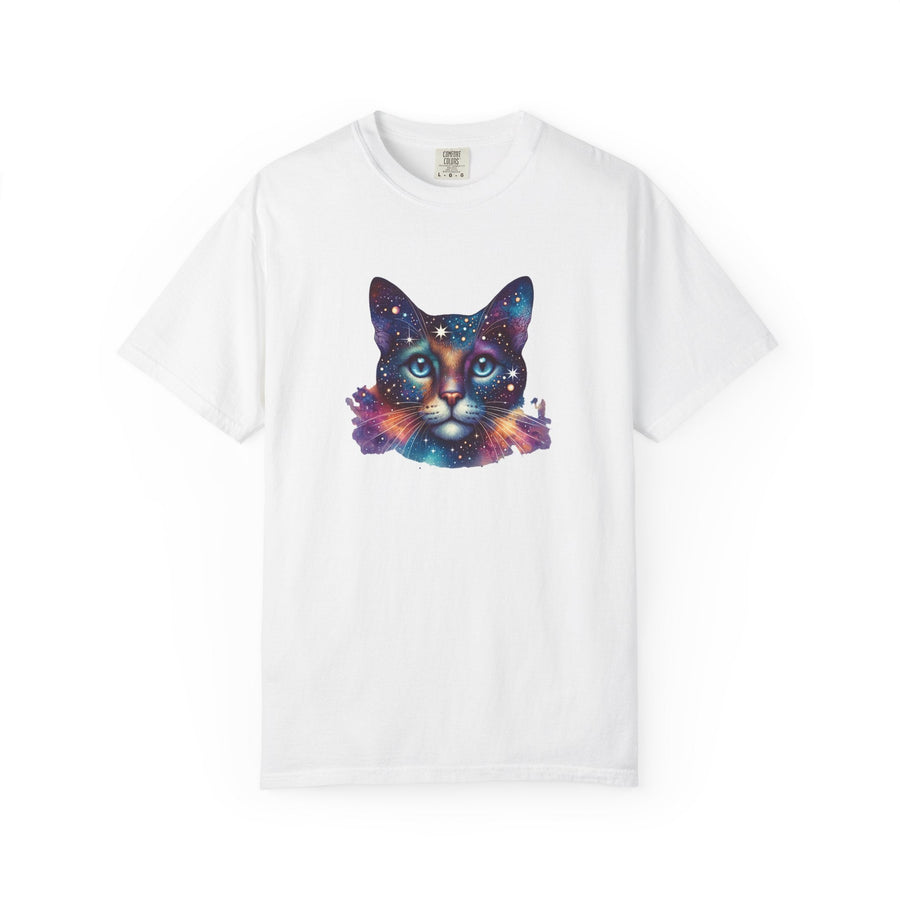 T-shirt chat galaxie – “Space Cat” – Tee unisexe coton, impression durable – Cadeau amoureux des chats - MoodElle
