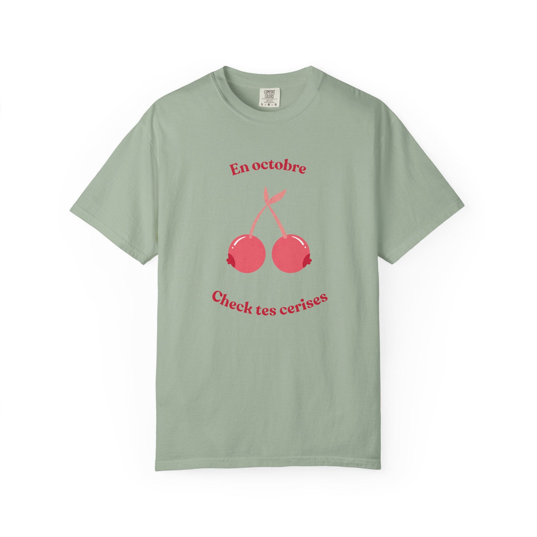 T-shirt " En octobre, check tes cerises " - Octobre rose - MoodElle
