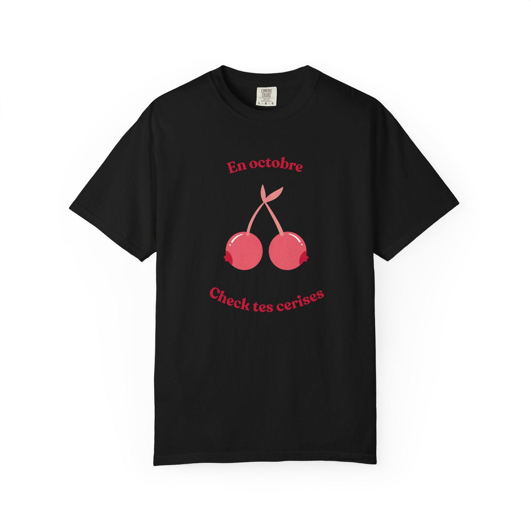 T-shirt " En octobre, check tes cerises " - Octobre rose - MoodElle