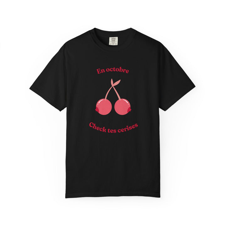 T-shirt " En octobre, check tes cerises " - Octobre rose - MoodElle