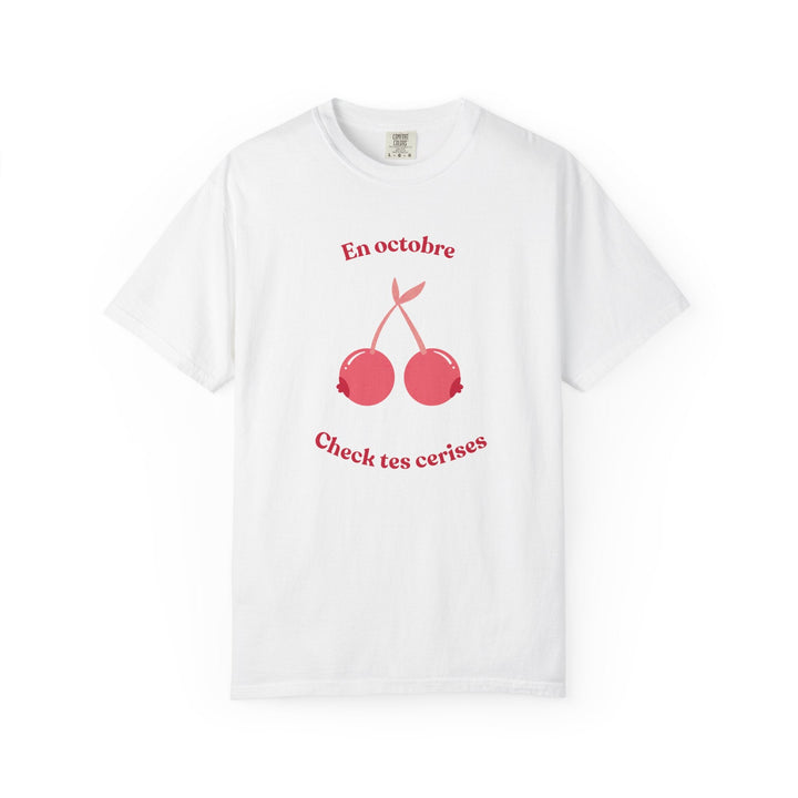 T-shirt " En octobre, check tes cerises " - Octobre rose - MoodElle