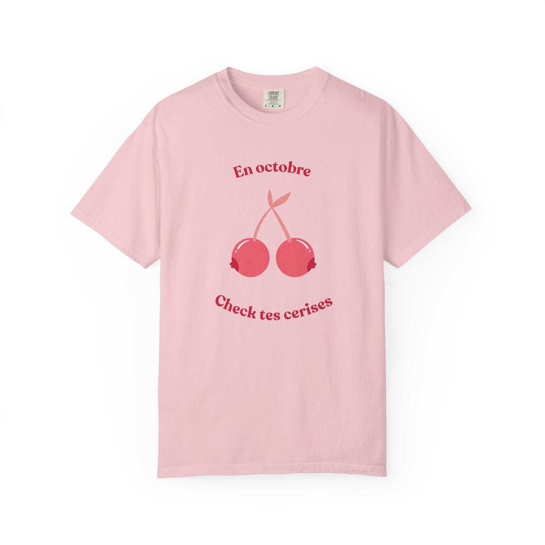 T-shirt " En octobre, check tes cerises " - Octobre rose - MoodElle