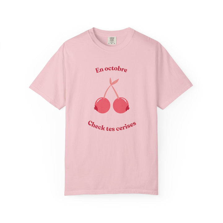 T-shirt " En octobre, check tes cerises " - Octobre rose - MoodElle