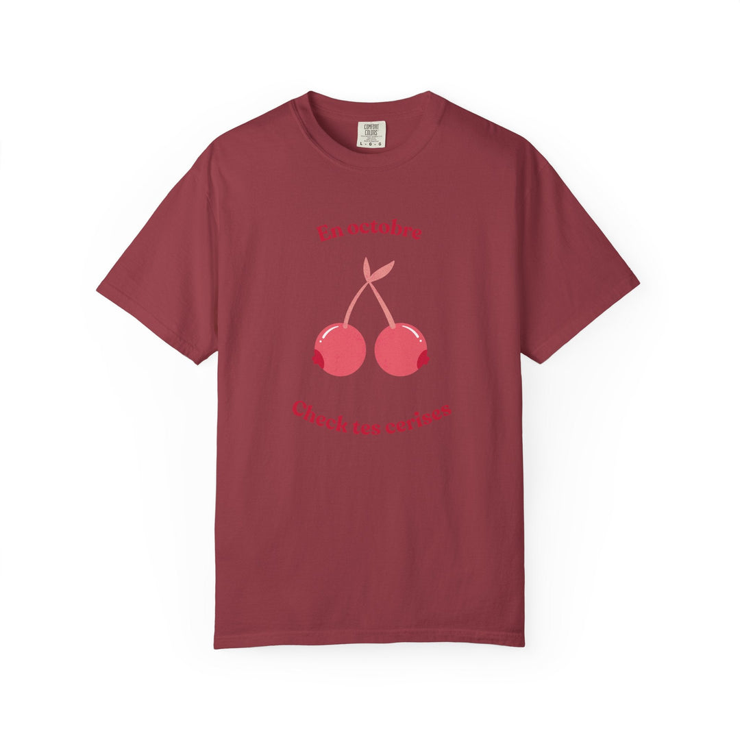 T-shirt " En octobre, check tes cerises " - Octobre rose - MoodElle