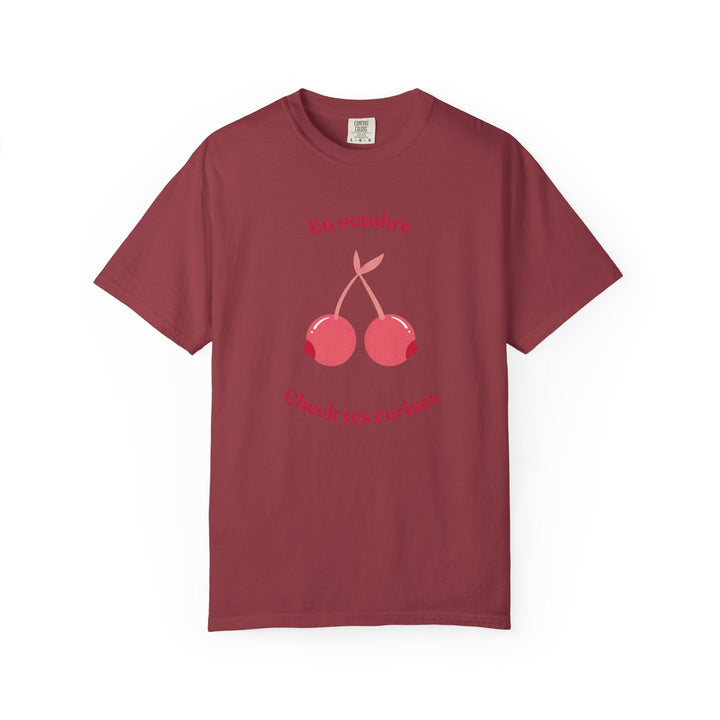 T-shirt " En octobre, check tes cerises " - Octobre rose - MoodElle