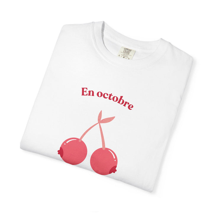 T-shirt " En octobre, check tes cerises " - Octobre rose - MoodElle