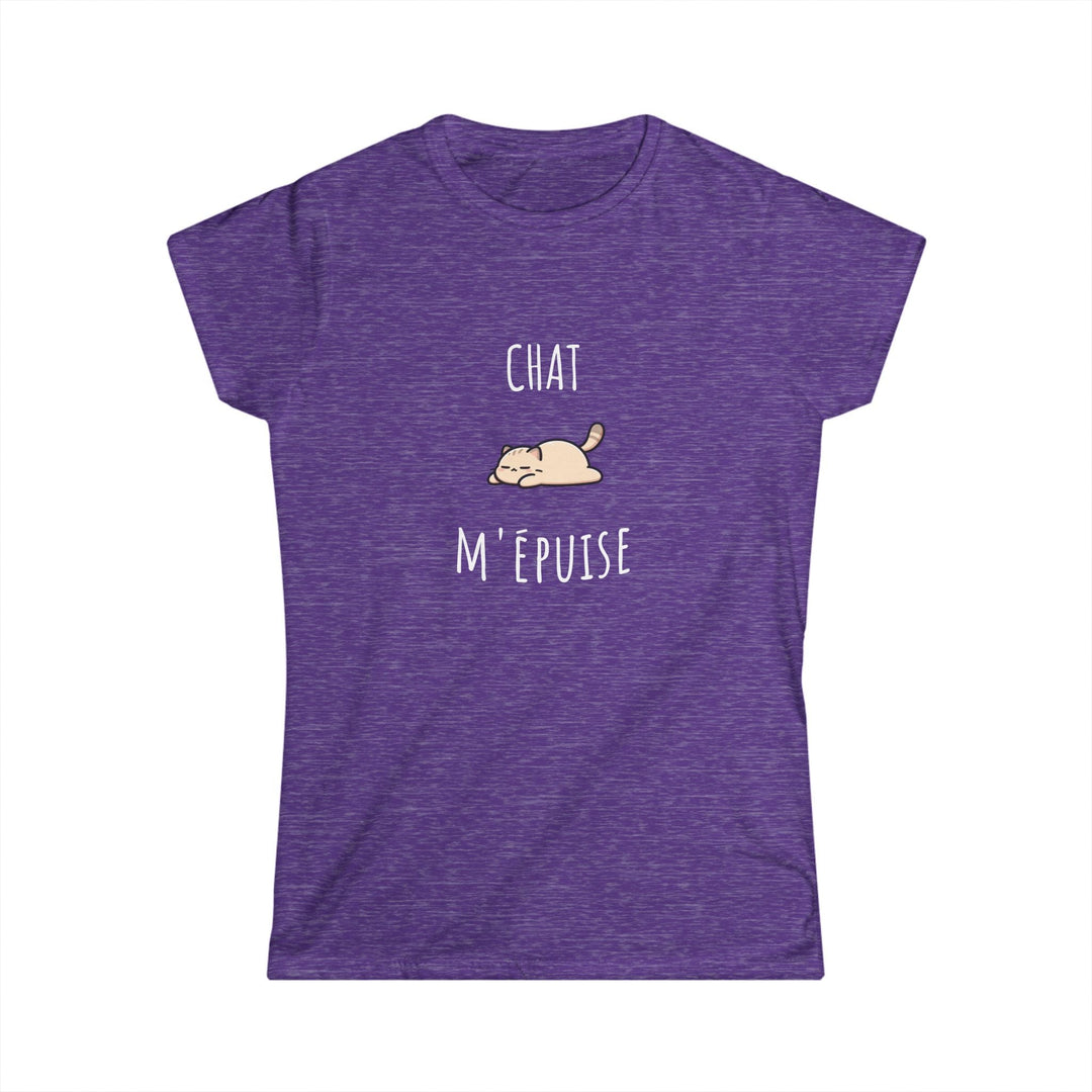 T-shirt Femme - "Chat M’Épuise" – Humour Félin et Détente – Tee - shirt Drôle Disponible en Plusieurs Couleurs - MoodElle