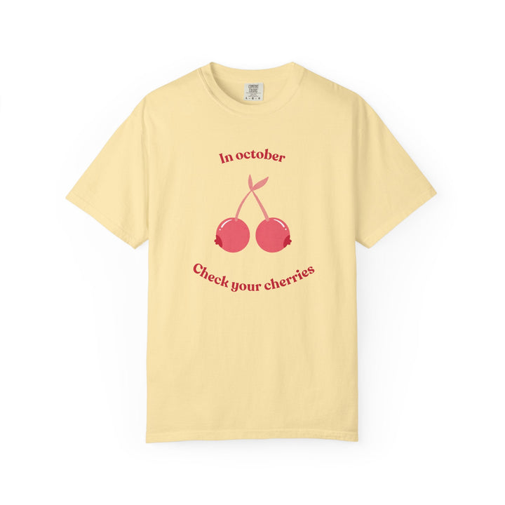 T-shirt " In october, check your cherries " - Octobre rose - MoodElle